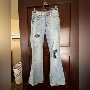 Aeropostale Light Blue Distressed Flare Jeans
